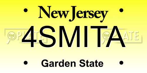 4SMITA New Jersey License Plate