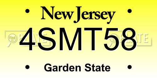 4SMT58 New Jersey License Plate