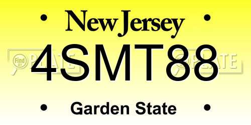 4SMT88 New Jersey License Plate
