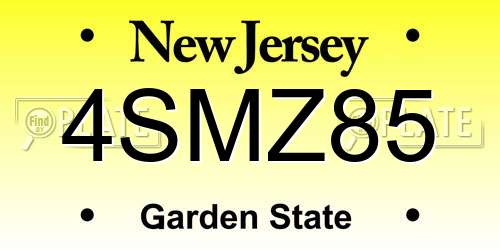 4SMZ85 New Jersey License Plate