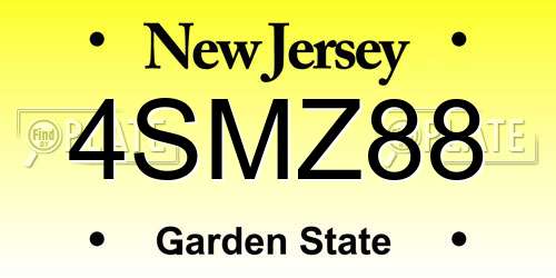 4SMZ88 New Jersey License Plate
