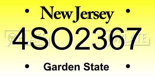 4SO2367 New Jersey License Plate