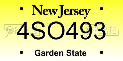 4SO493 New Jersey License Plate