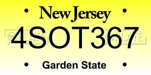 4SOT367 New Jersey License Plate