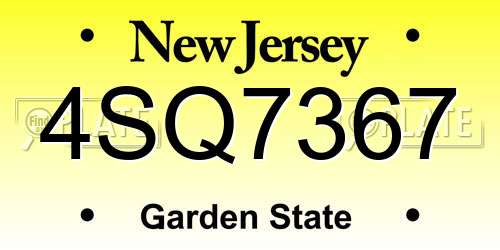 4SQ7367 New Jersey License Plate