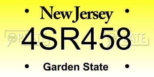 4SR458 New Jersey License Plate