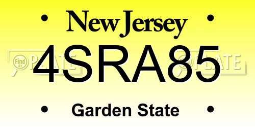 4SRA85 New Jersey License Plate