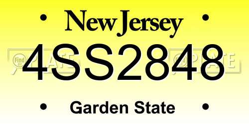 4SS2848 New Jersey License Plate