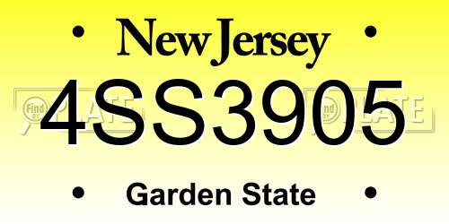 4SS3905 New Jersey License Plate