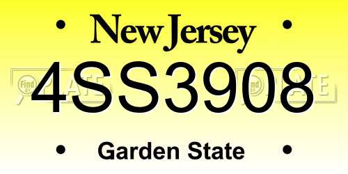 4SS3908 New Jersey License Plate