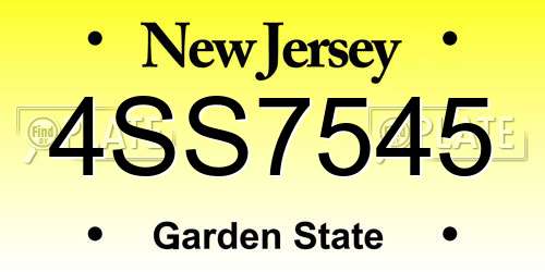 4SS7545 New Jersey License Plate