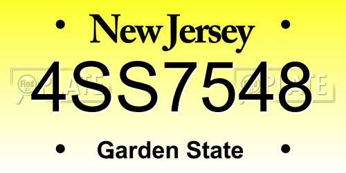4SS7548 New Jersey License Plate