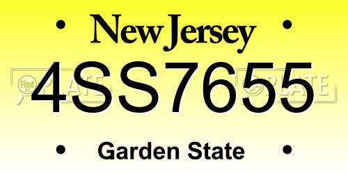 4SS7655 New Jersey License Plate
