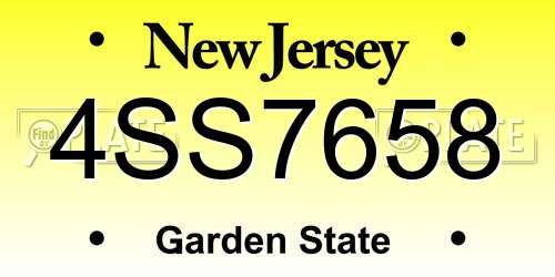 4SS7658 New Jersey License Plate