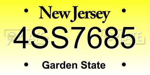 4SS7685 New Jersey License Plate