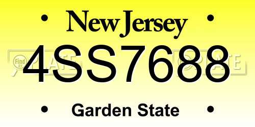 4SS7688 New Jersey License Plate