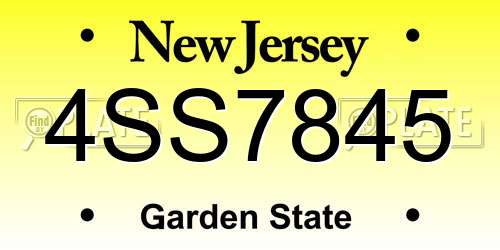 4SS7845 New Jersey License Plate