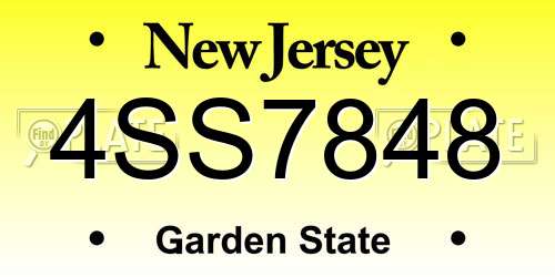 4SS7848 New Jersey License Plate