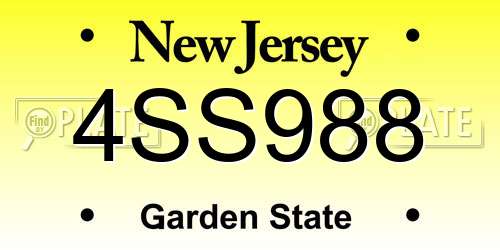 4SS988 New Jersey License Plate