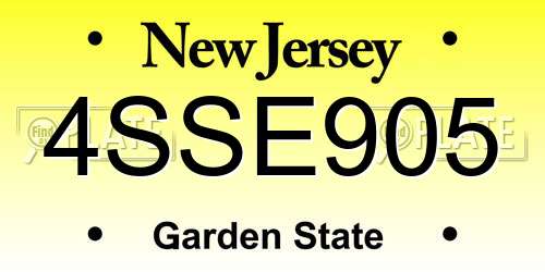 4SSE905 New Jersey License Plate