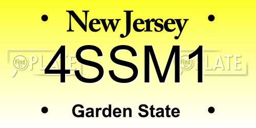 4SSM1 New Jersey License Plate