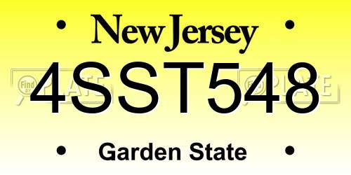4SST548 New Jersey License Plate