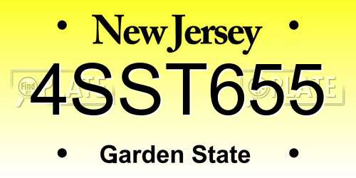 4SST655 New Jersey License Plate