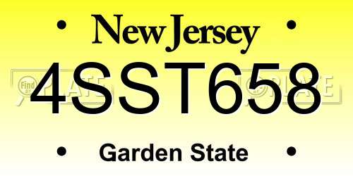 4SST658 New Jersey License Plate