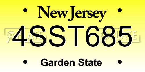 4SST685 New Jersey License Plate