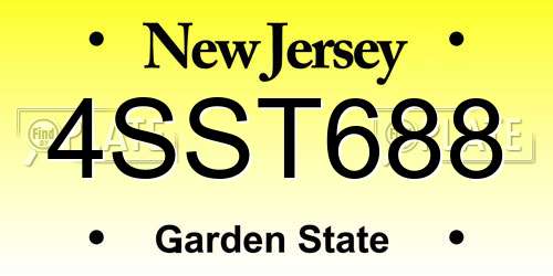 4SST688 New Jersey License Plate