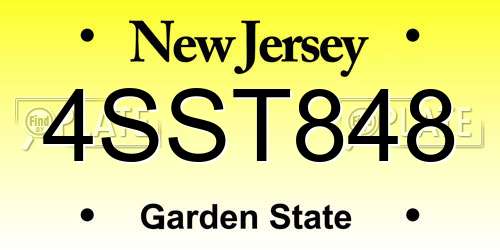 4SST848 New Jersey License Plate