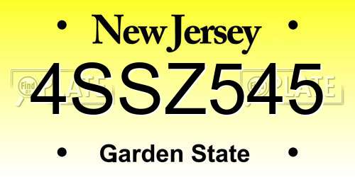 4SSZ545 New Jersey License Plate