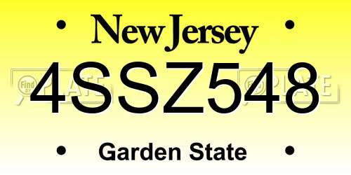 4SSZ548 New Jersey License Plate