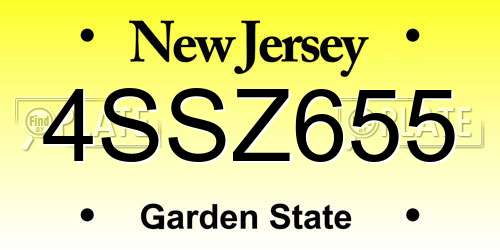 4SSZ655 New Jersey License Plate