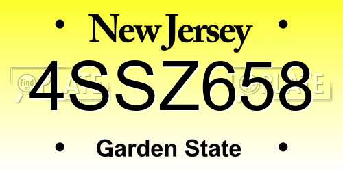 4SSZ658 New Jersey License Plate