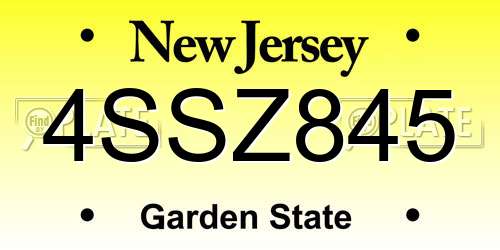 4SSZ845 New Jersey License Plate