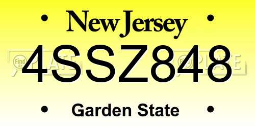 4SSZ848 New Jersey License Plate