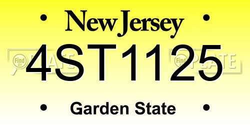 4ST1125 New Jersey License Plate