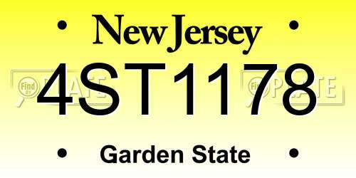 4ST1178 New Jersey License Plate