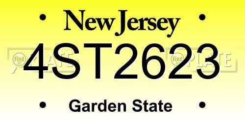 4ST2623 New Jersey License Plate