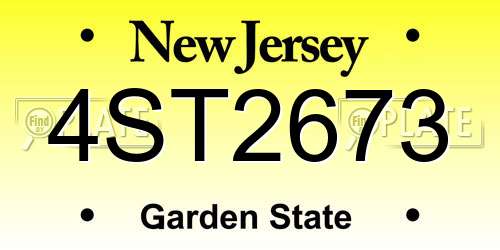 4ST2673 New Jersey License Plate