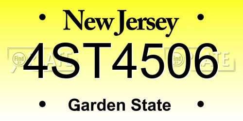 4ST4506 New Jersey License Plate