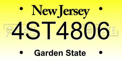 4ST4806 New Jersey License Plate