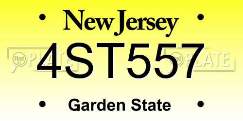 4ST557 New Jersey License Plate
