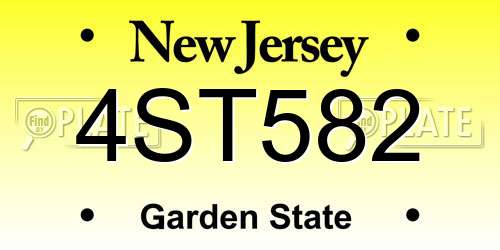 4ST582 New Jersey License Plate
