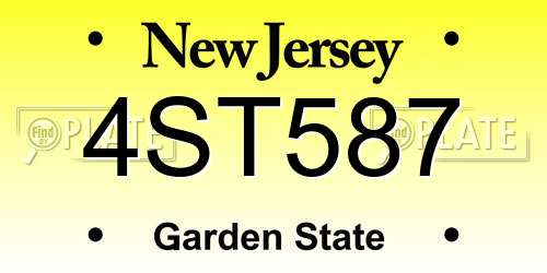 4ST587 New Jersey License Plate