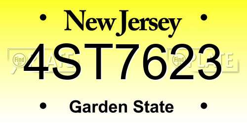 4ST7623 New Jersey License Plate