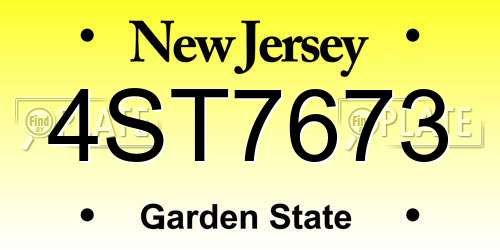 4ST7673 New Jersey License Plate