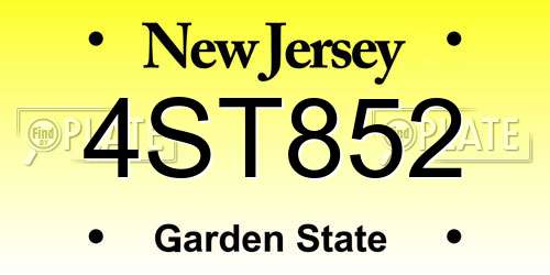4ST852 New Jersey License Plate