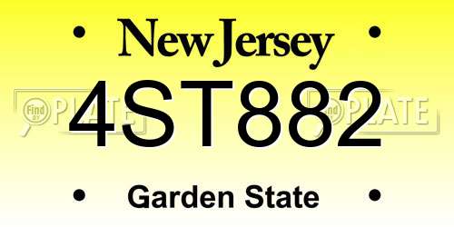 4ST882 New Jersey License Plate